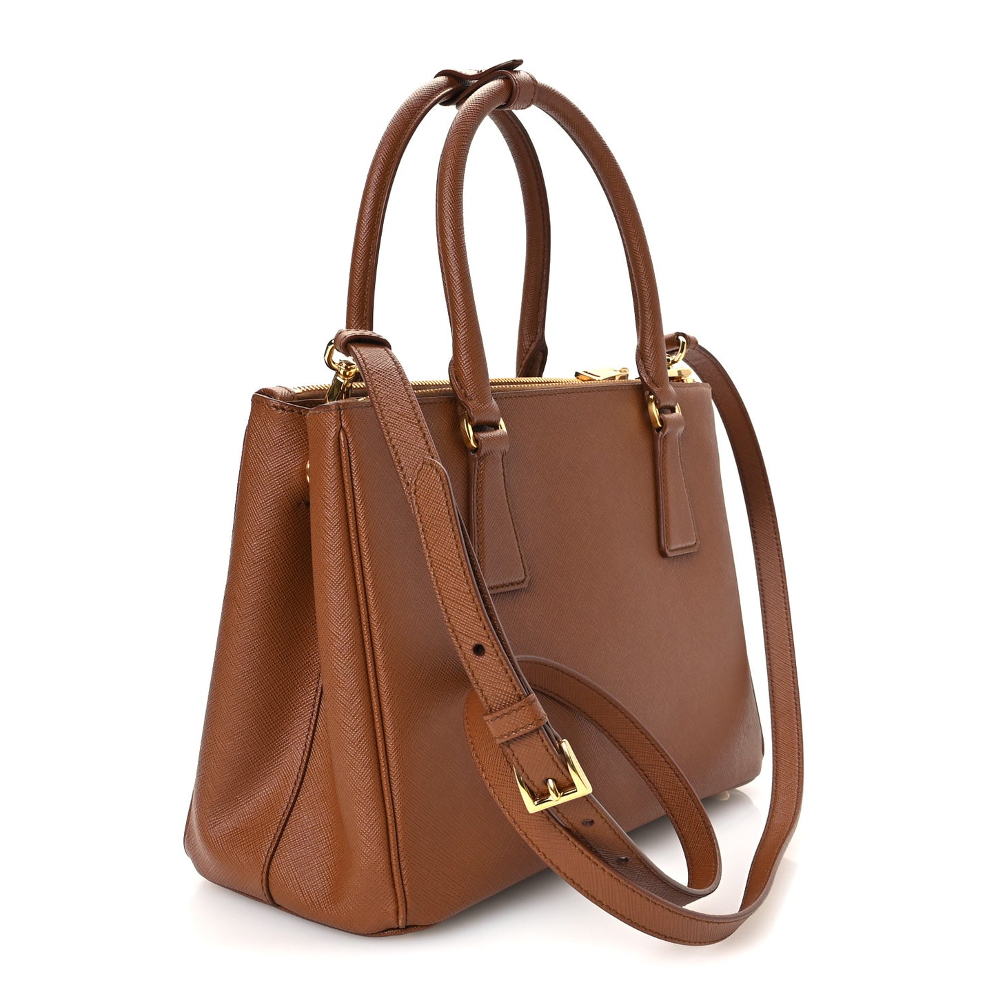 Saffiano Small Galleria Double Zip Tote Caramel