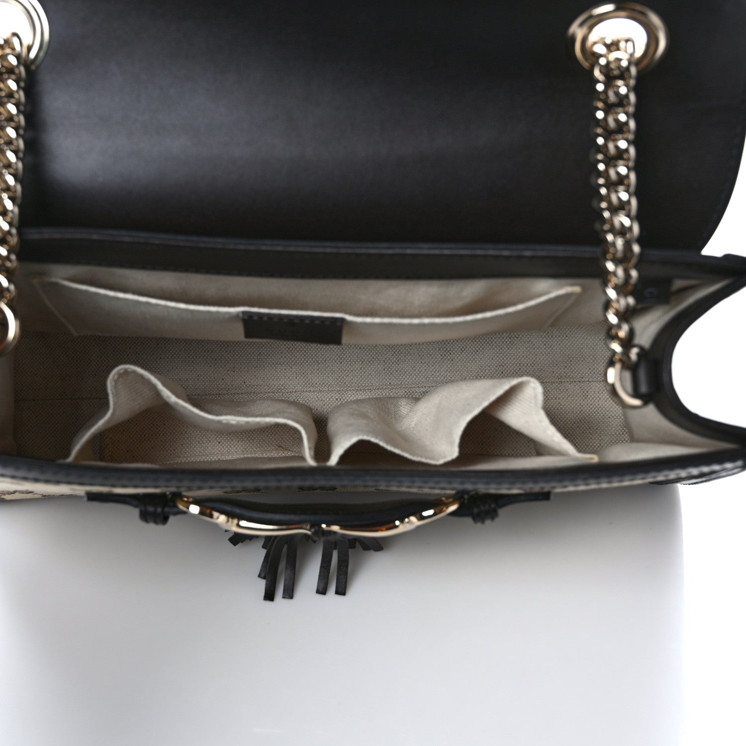 Gucci Monogram Margaux Calfskin Medium Emily Chain Shoulder Bag Beige Ebony Cocoa 5 of 13