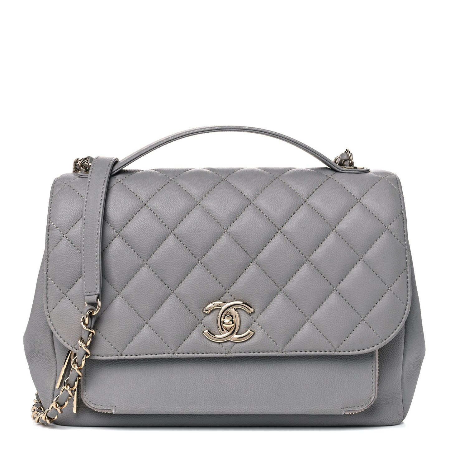 Caviar Quilted Large Business Affinity Flap Grey