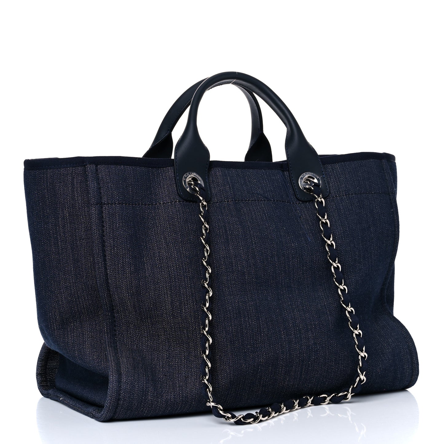 Denim Medium Deauville Tote Blue Orange