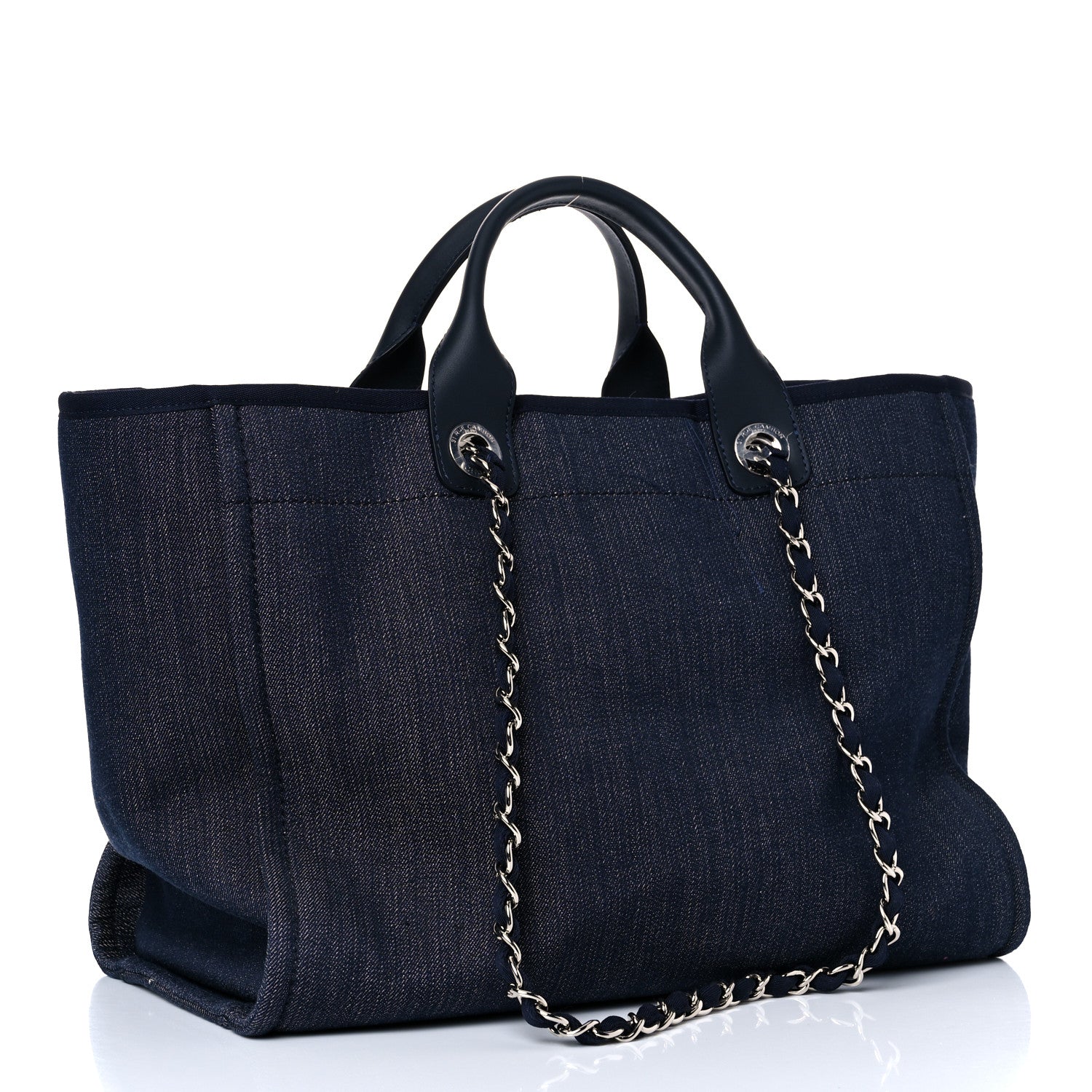Chanel Denim Medium Deauville Tote Blue Orange 3 of 12
