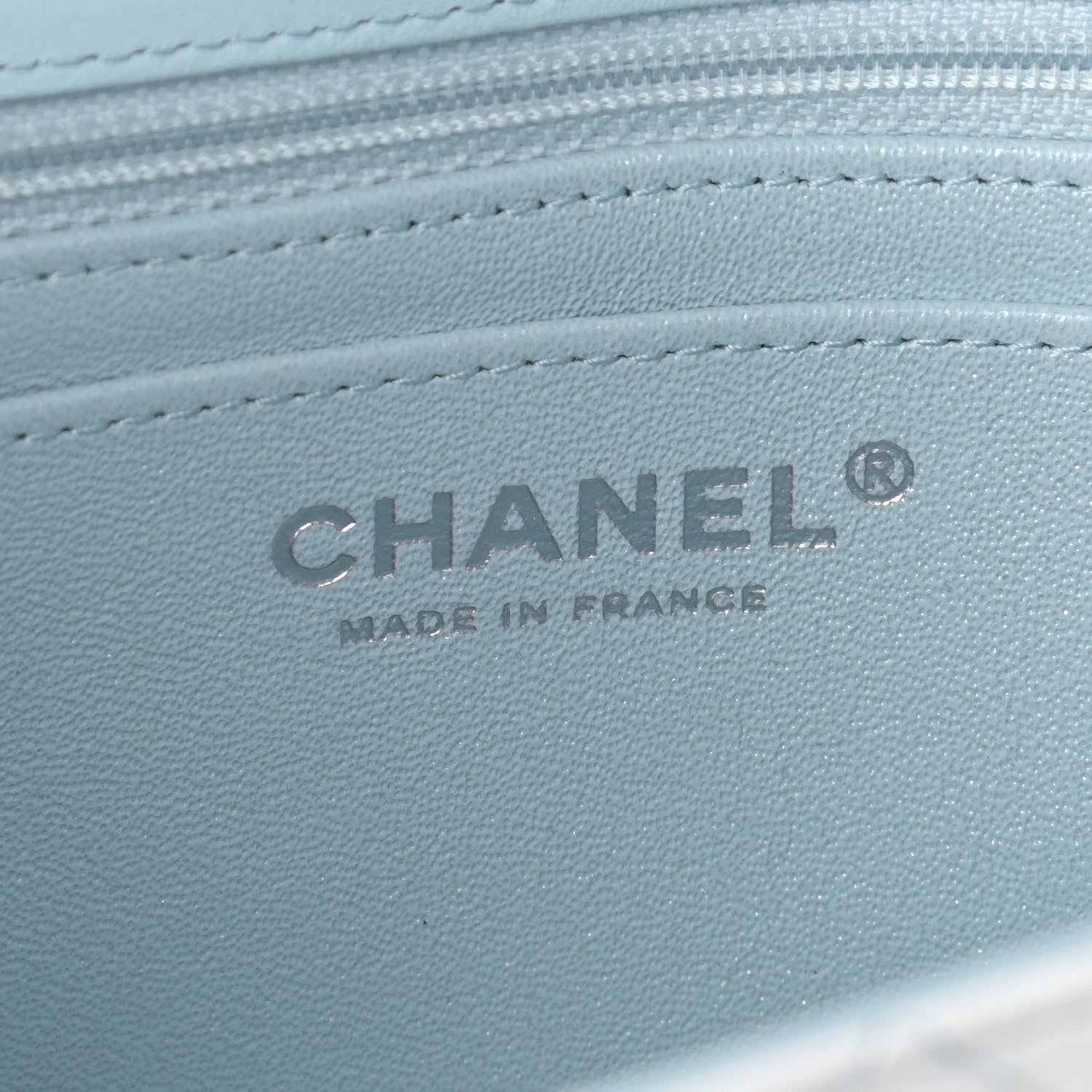 Chanel Perforated Lambskin Quilted Mini Rectangular Flap Light Blue Light Purple White 6 of 9
