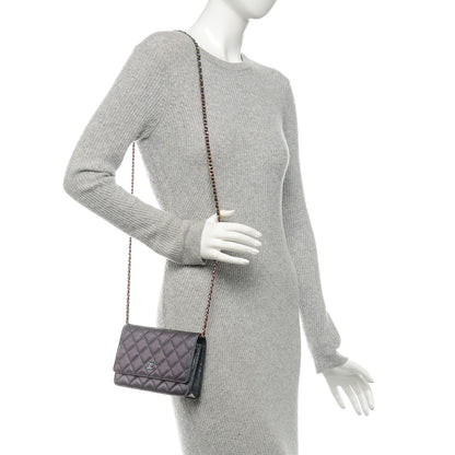 Chanel Iridescent Goatskin Quilted Wallet On Chain WOC Purple 2 of 8