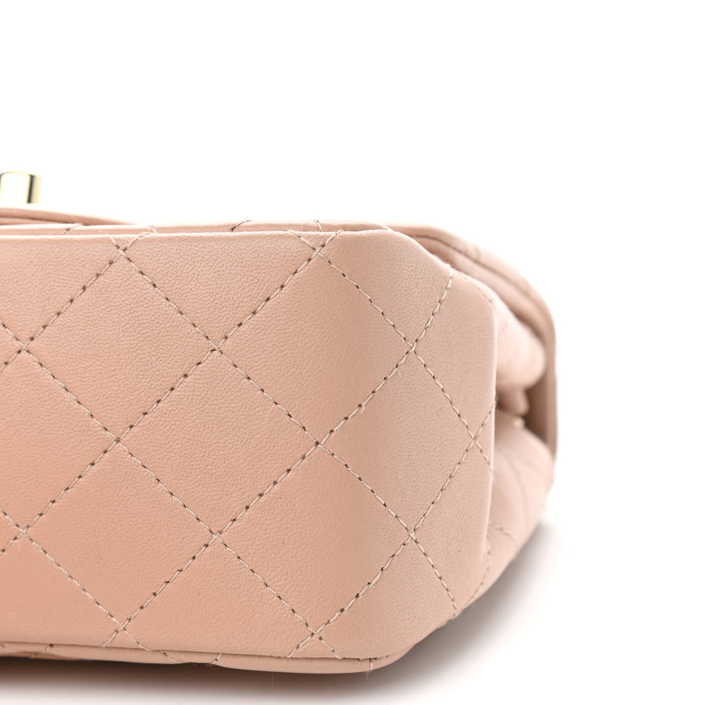 Lambskin Quilted Mini Square Flap Beige