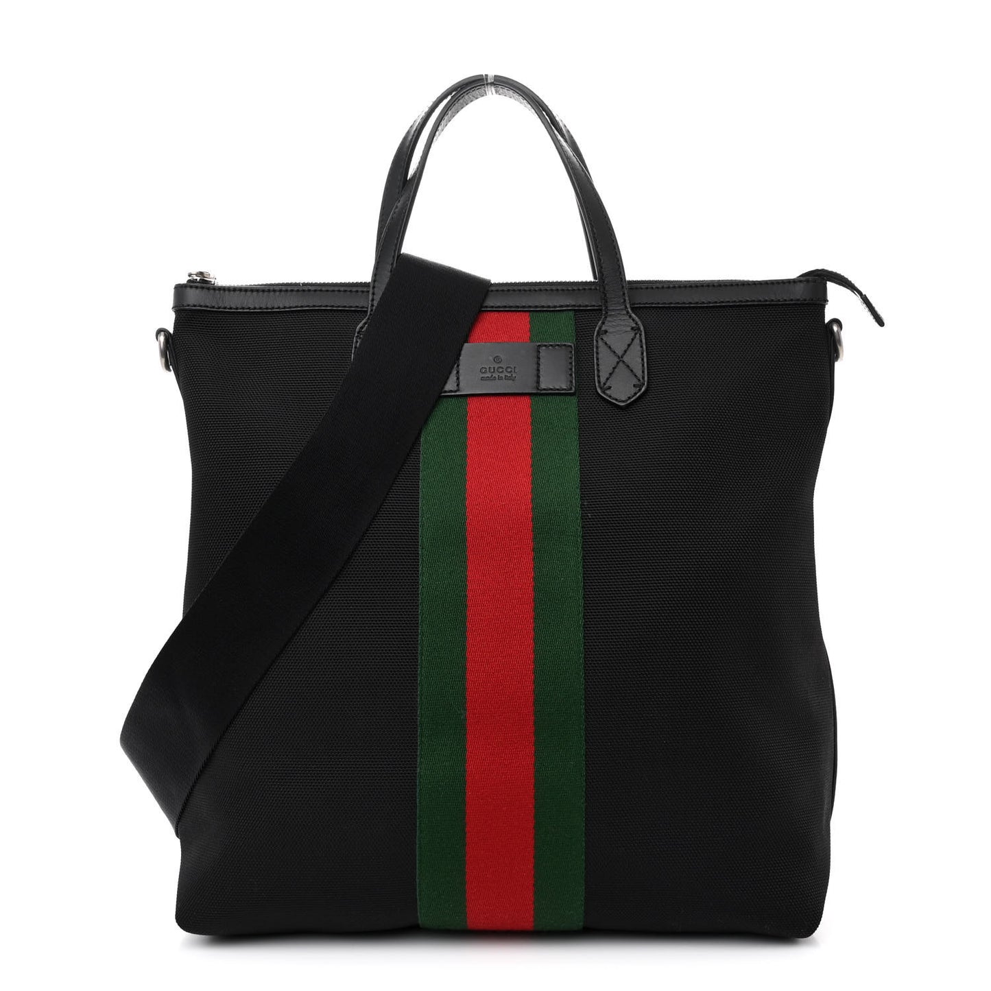 Techno Canvas Web Vertical Tote Black