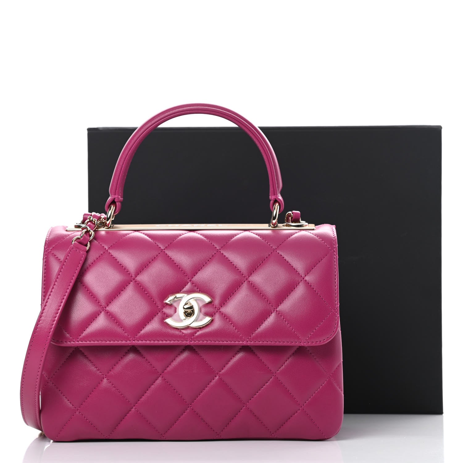 Chanel Lambskin Quilted Small Trendy CC Dual Handle Bag Dark Pink 11 of 11