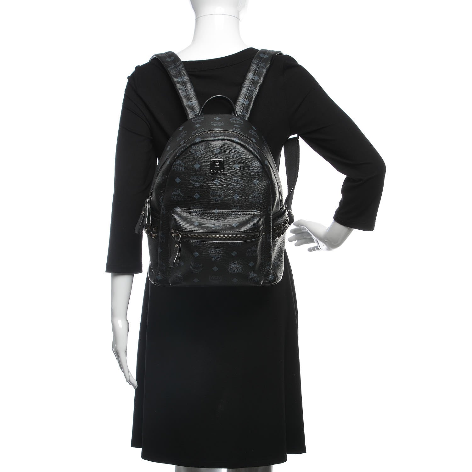 MCM Visetos Small Side Stud Stark Backpack Black 1 of 11