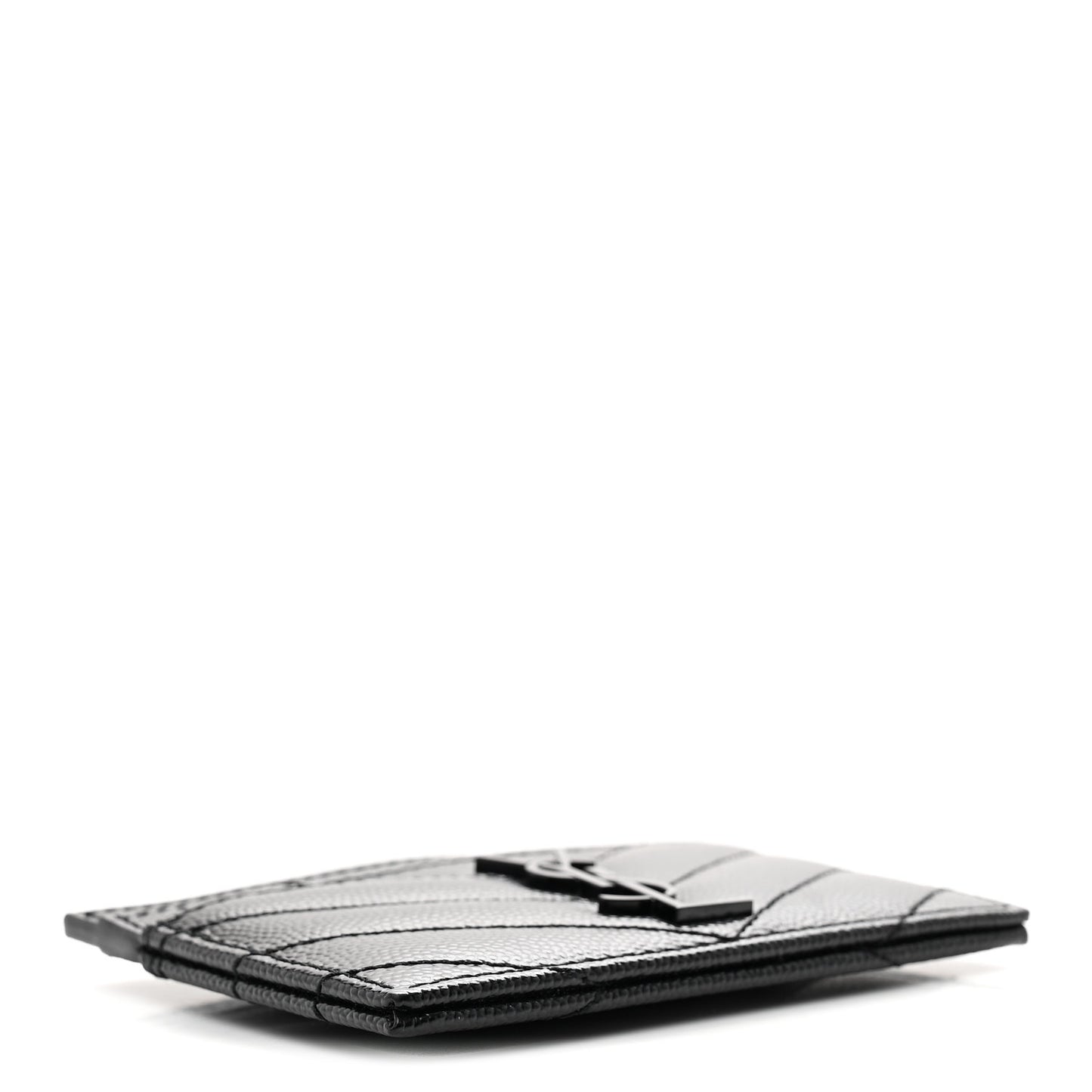 Grain De Poudre Matelasse Chevron Monochrome Monogram Credit Card Case Black