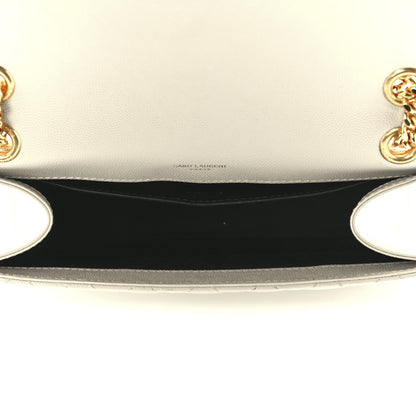 Saint Laurent Grain De Poudre Textured Mixed Matelasse Medium Triquilt Monogram Satchel Crema Soft 5 of 14