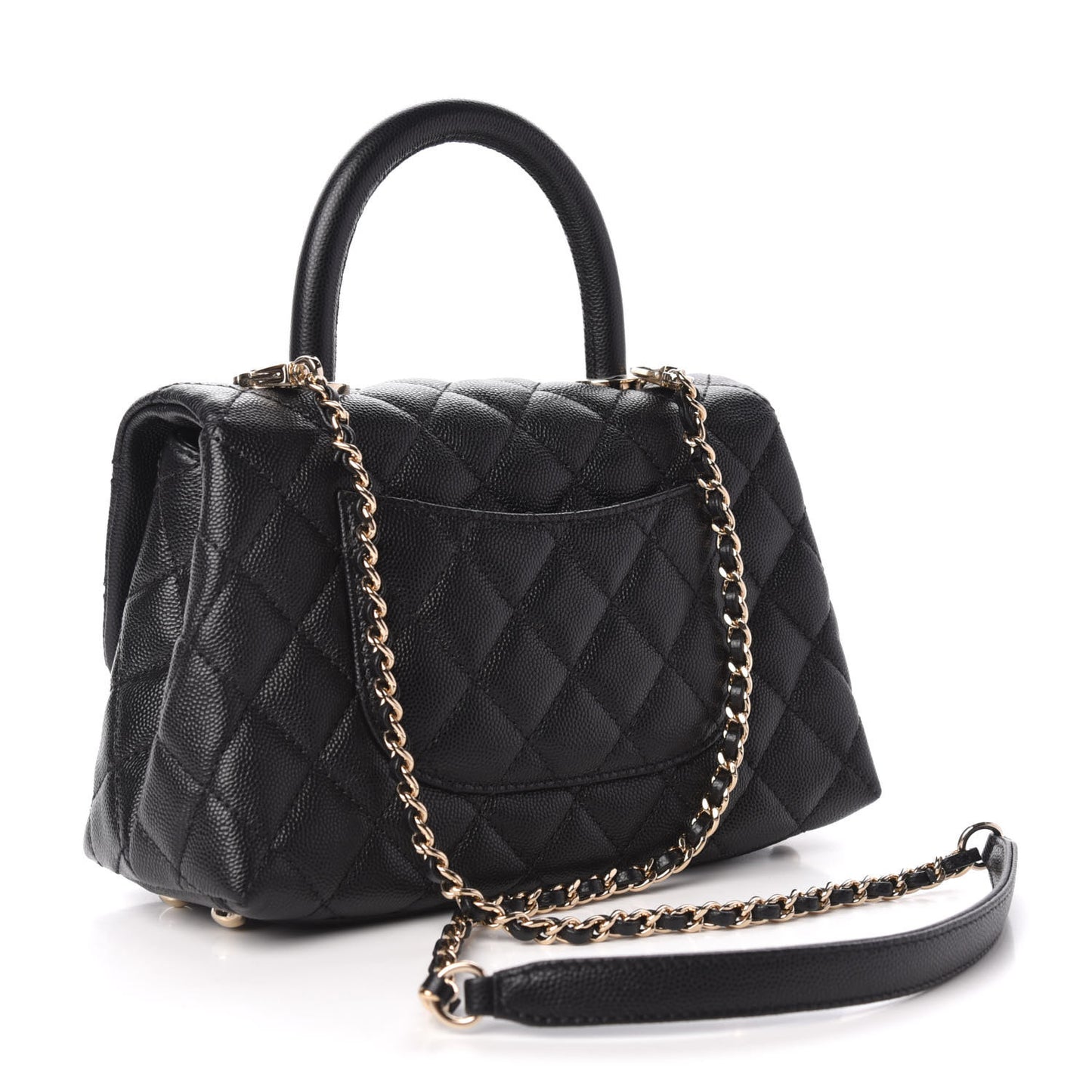 Caviar Quilted Mini Coco Handle Flap Black