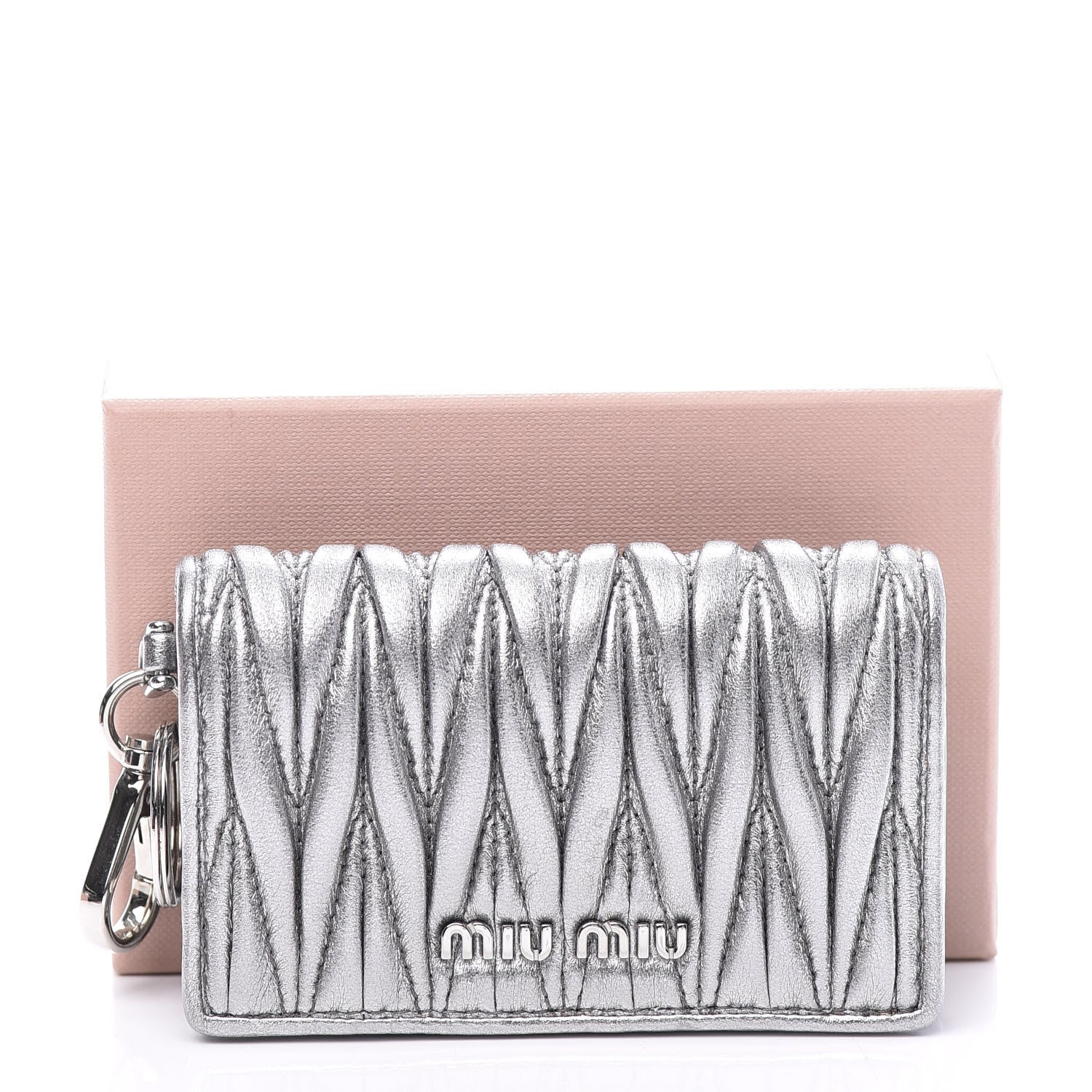 Miu Miu Metallic Nappa Matelasse Compact Wallet Chrome 8 of 8