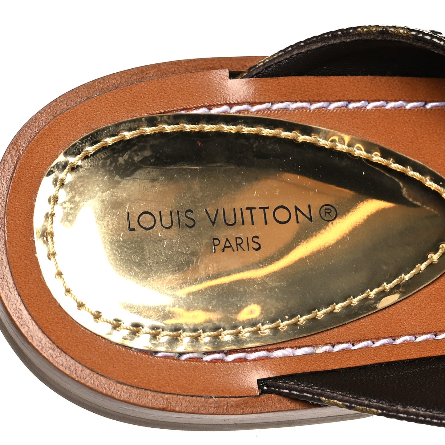 Monogram Sunny Flat Thong Sandals 38.5 Brown