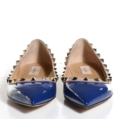 Valentino Garavani Patent Nappa Rockstud Ballerina Flats 38.5 Blue China Poudre 2 of 7