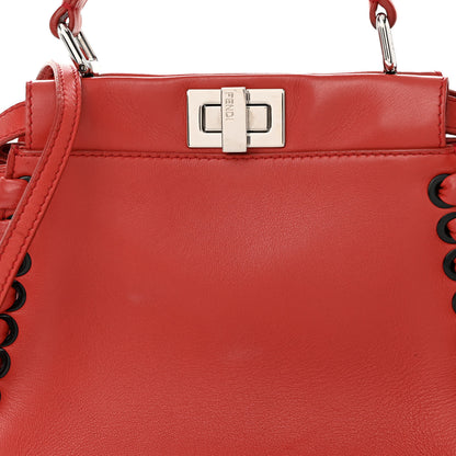 Fendi Nappa Lace Up Mini Peekaboo Iconic Satchel Bloody Mary 8 of 12