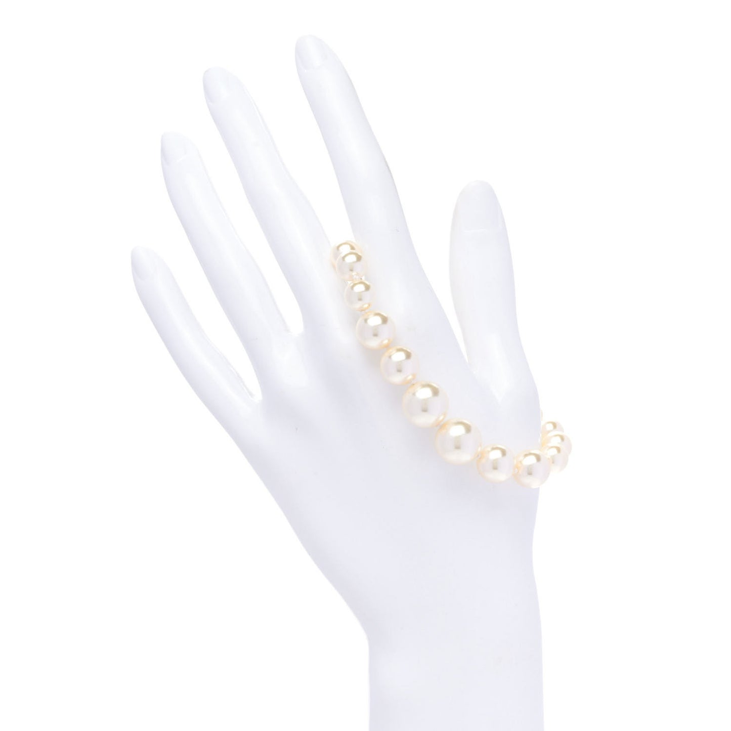 Graduated Pearl Crystal CC Bracelet Gold