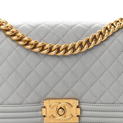 Chanel Caviar Quilted Medium Boy Flap Light Grey 8 of 10