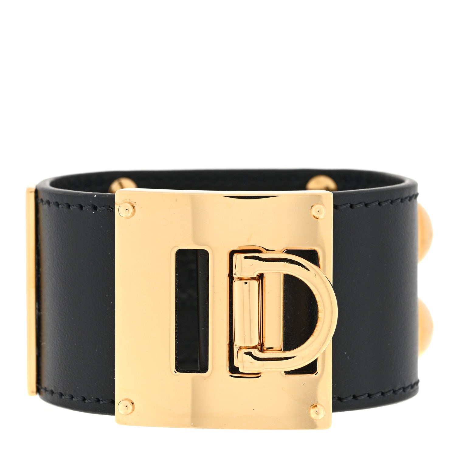 Louis Vuitton Calfskin So LV Cuff Bracelet 17 Black 2 of 3