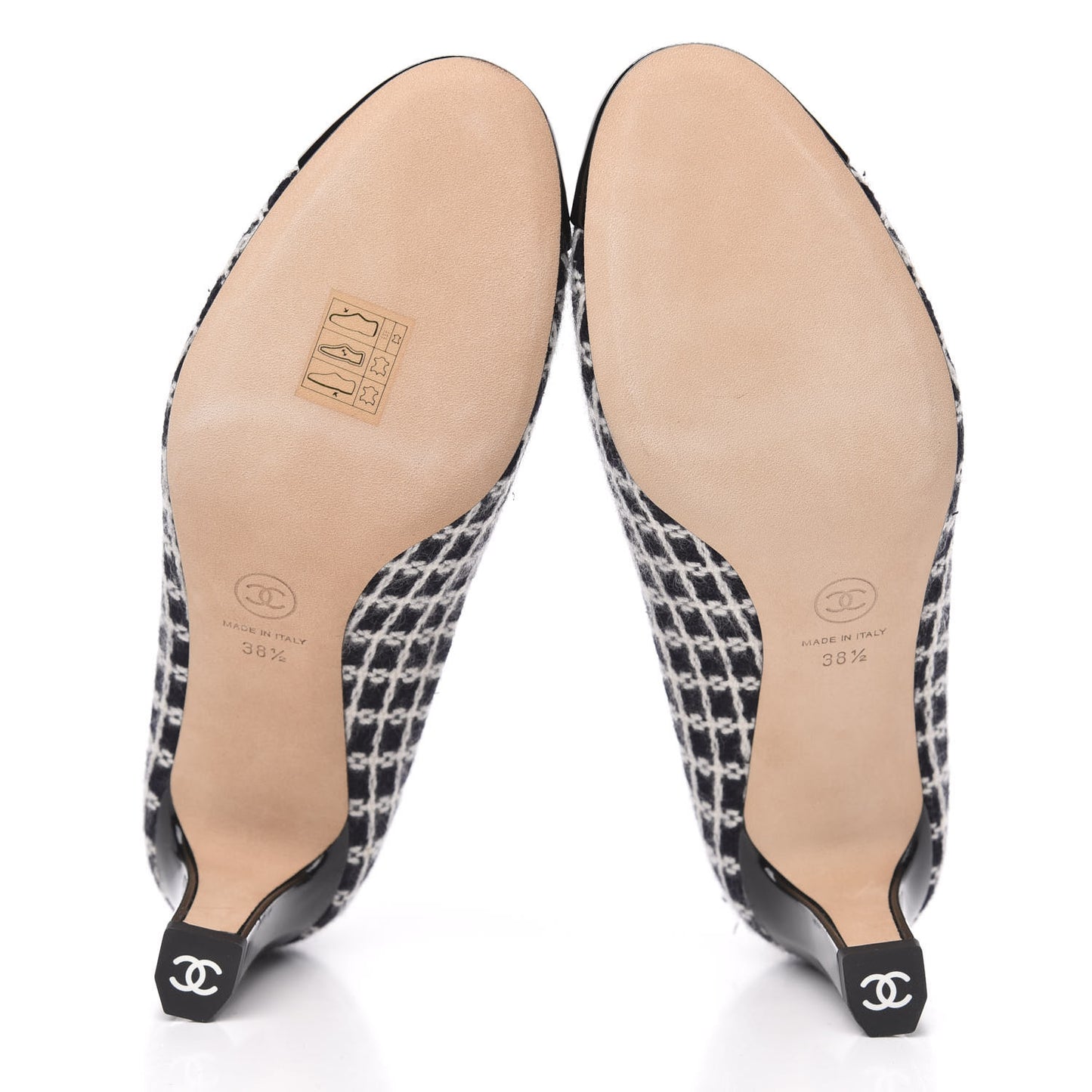Tweed Grosgrain Cap Toe Logo Pumps 38.5 Black White Blue Pink