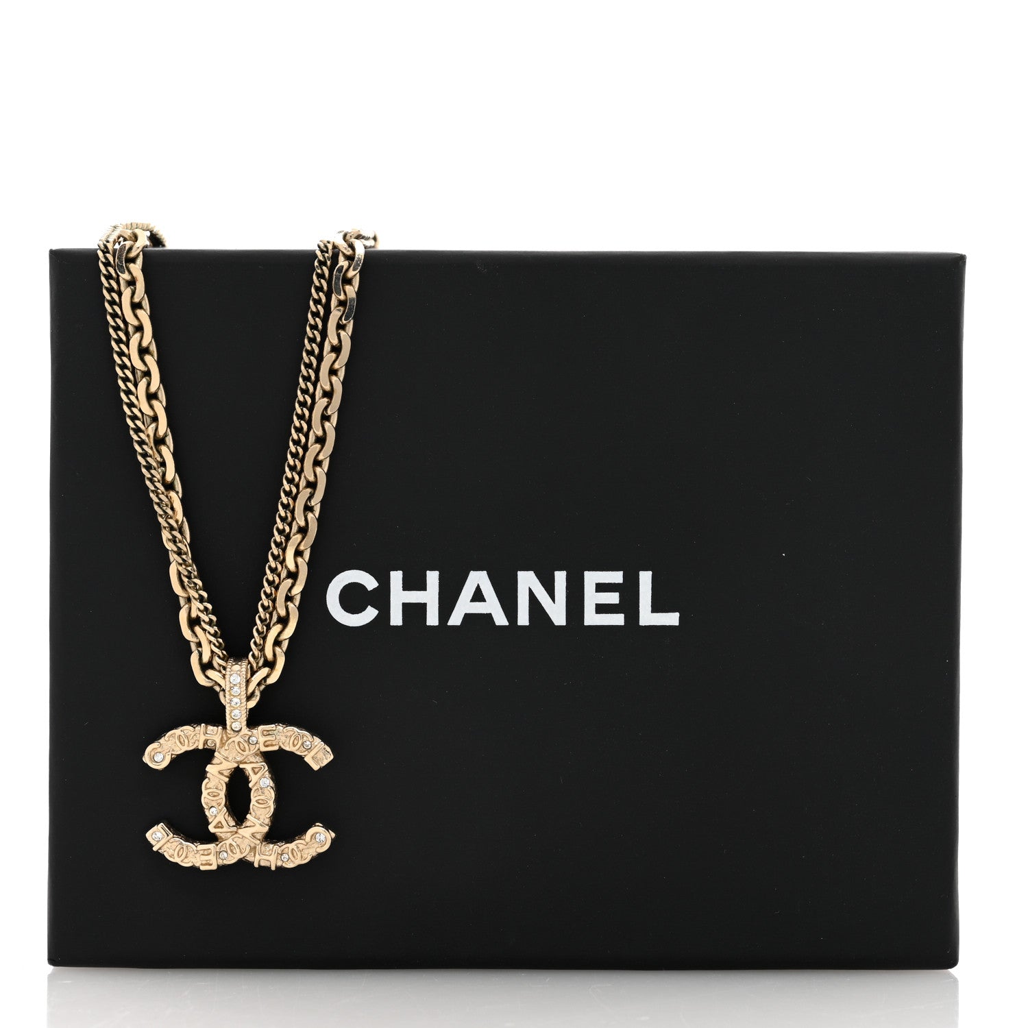 Chanel Crystal CC Multi Strand Chain Necklace Gold 5 of 5