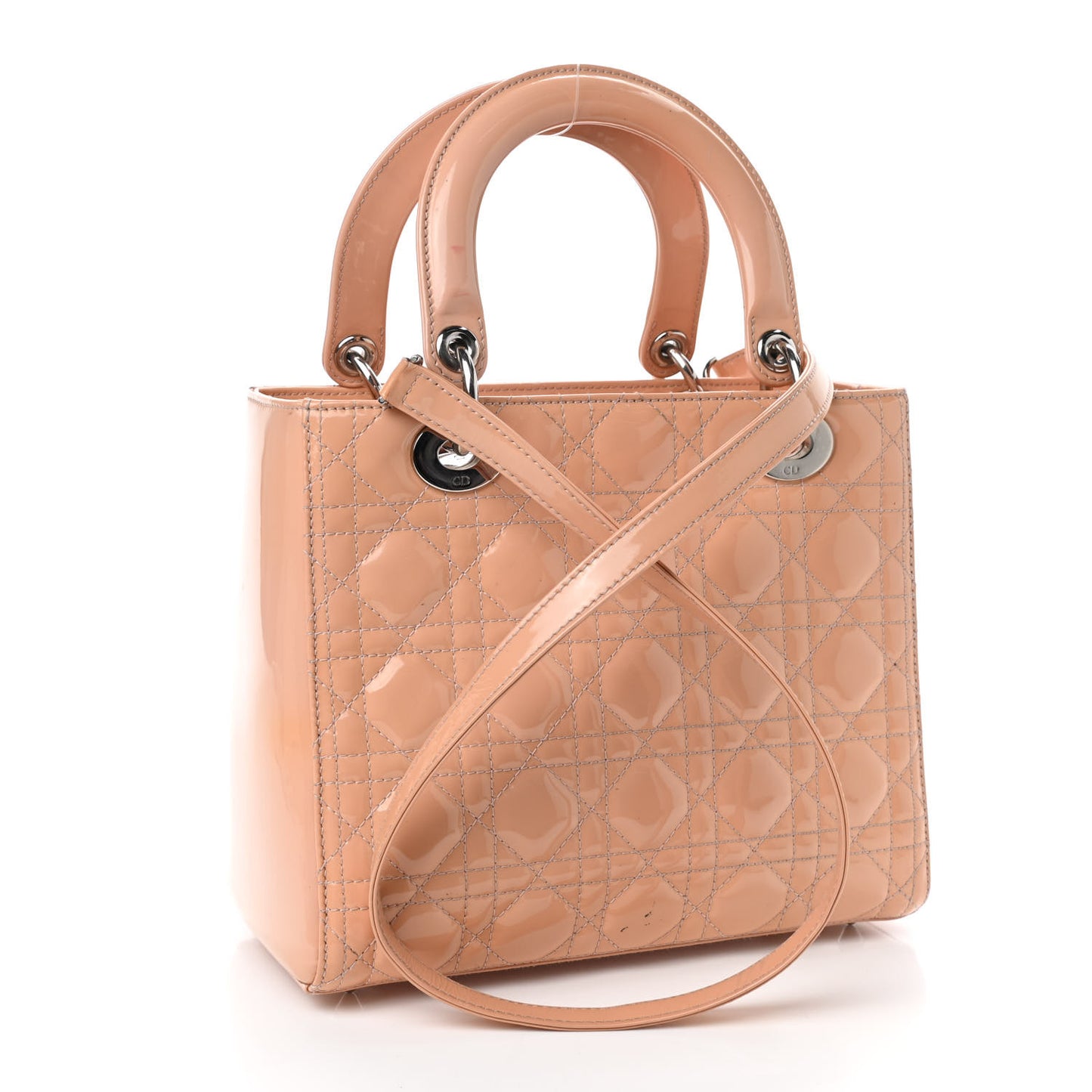 Patent Cannage Medium Lady Dior Pale Pink