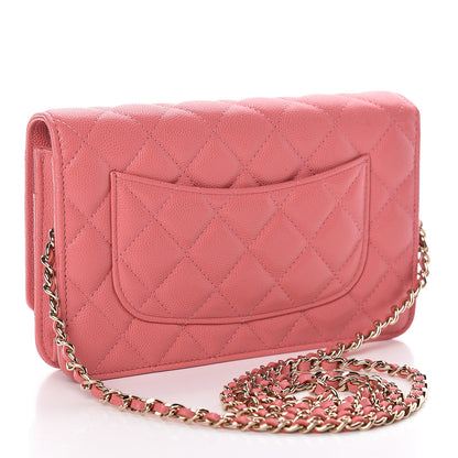 Chanel Caviar Quilted Wallet on Chain WOC Pink 3 of 12