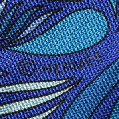Hermes Silk Millefleurs du Mexique Twilly Canard Marine 5 of 5