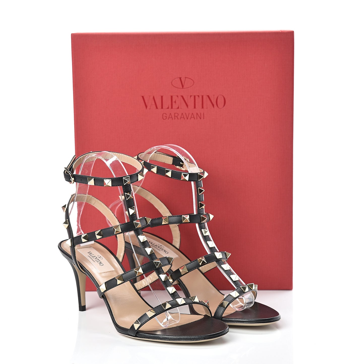 Nappa Rockstud Gladiator 70mm Sandals 37.5 Black