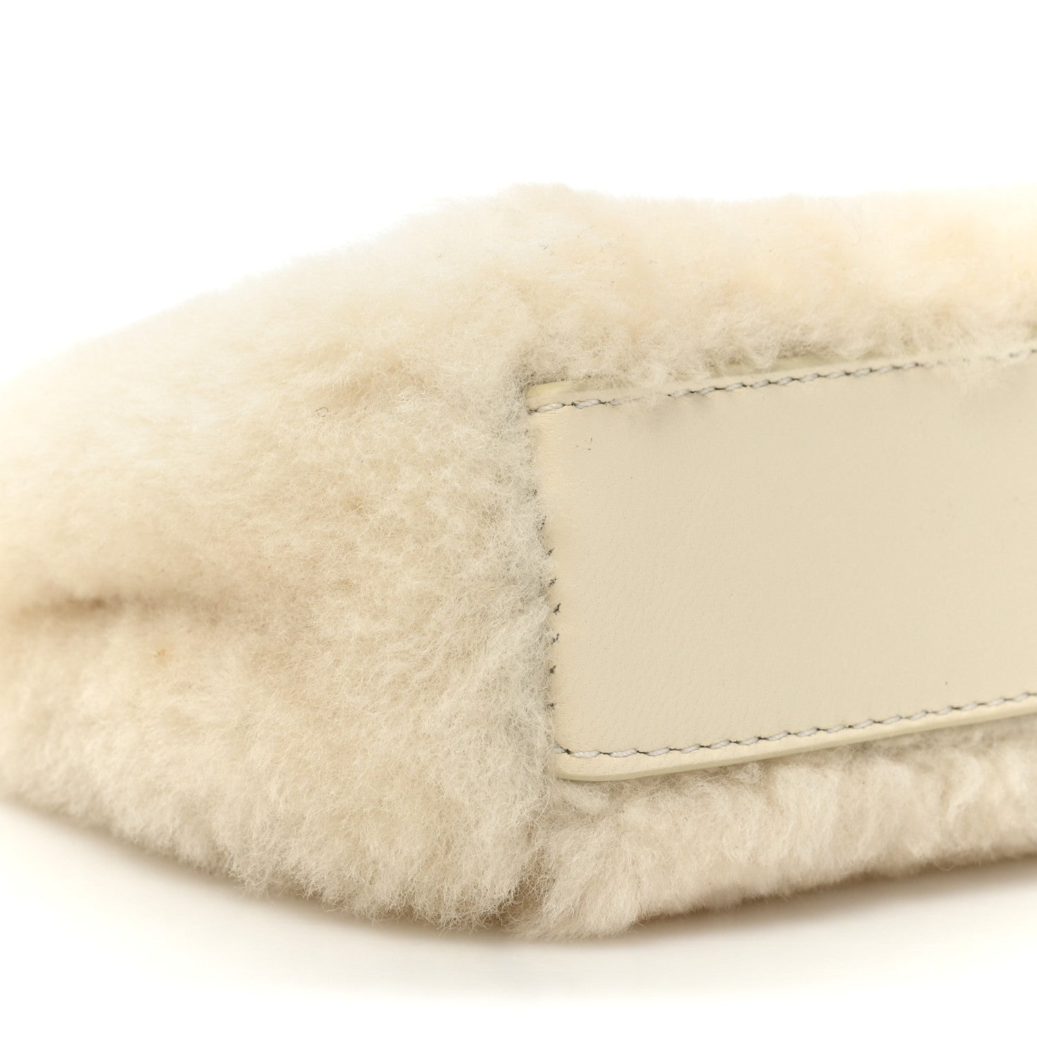 Fendi Shearling Shiny Nappa Micro Peekaboo Iconic Satchel White 10 of 13