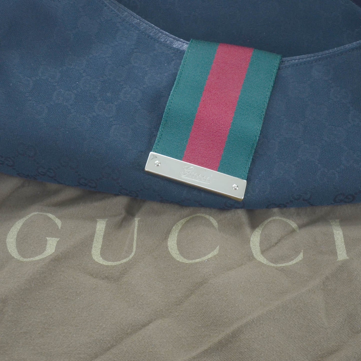 Monogram Ladies Web Large Hobo Black