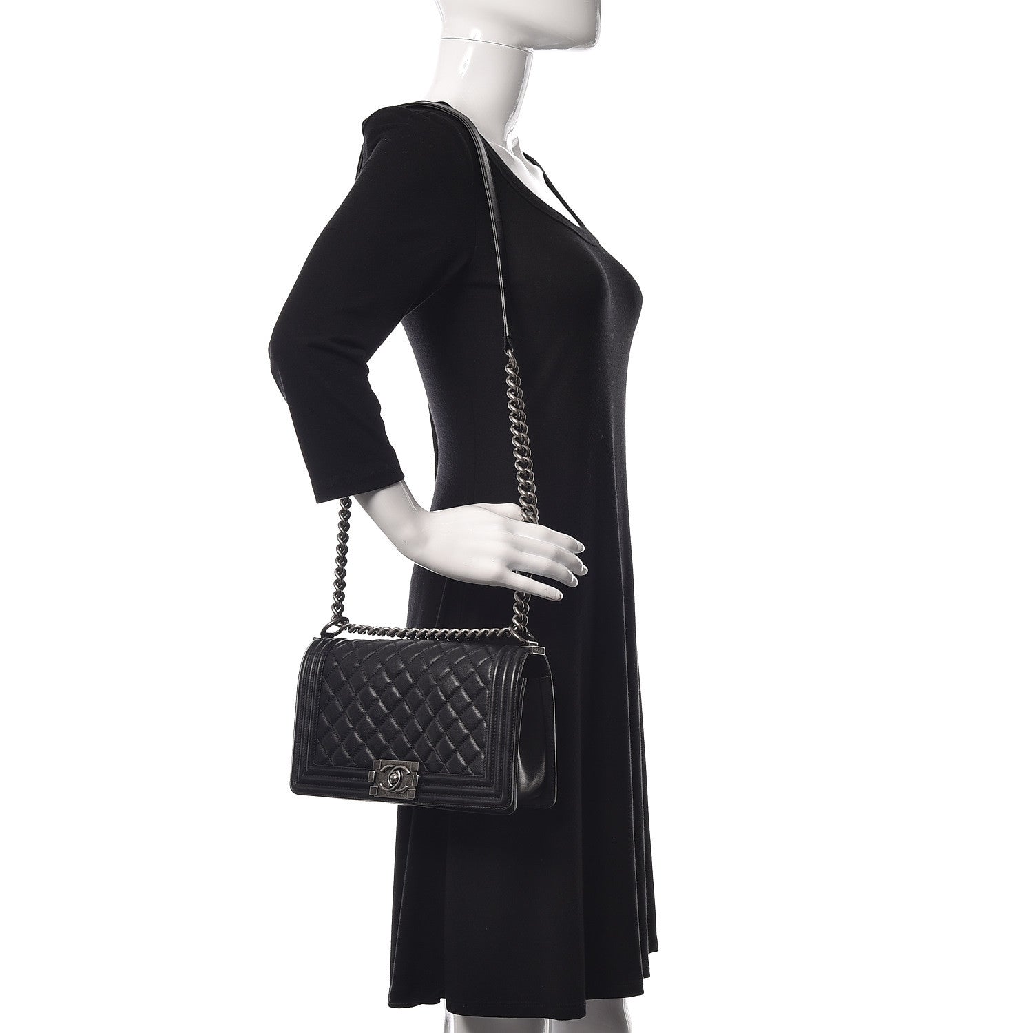 Chanel Calfskin Quilted Medium Boy Flap Black 2 of 9