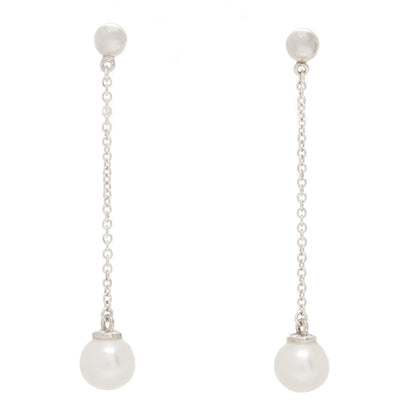 Tiffany Sterling Silver Pearl Ziegfeld Drop Earrings 1 of 4