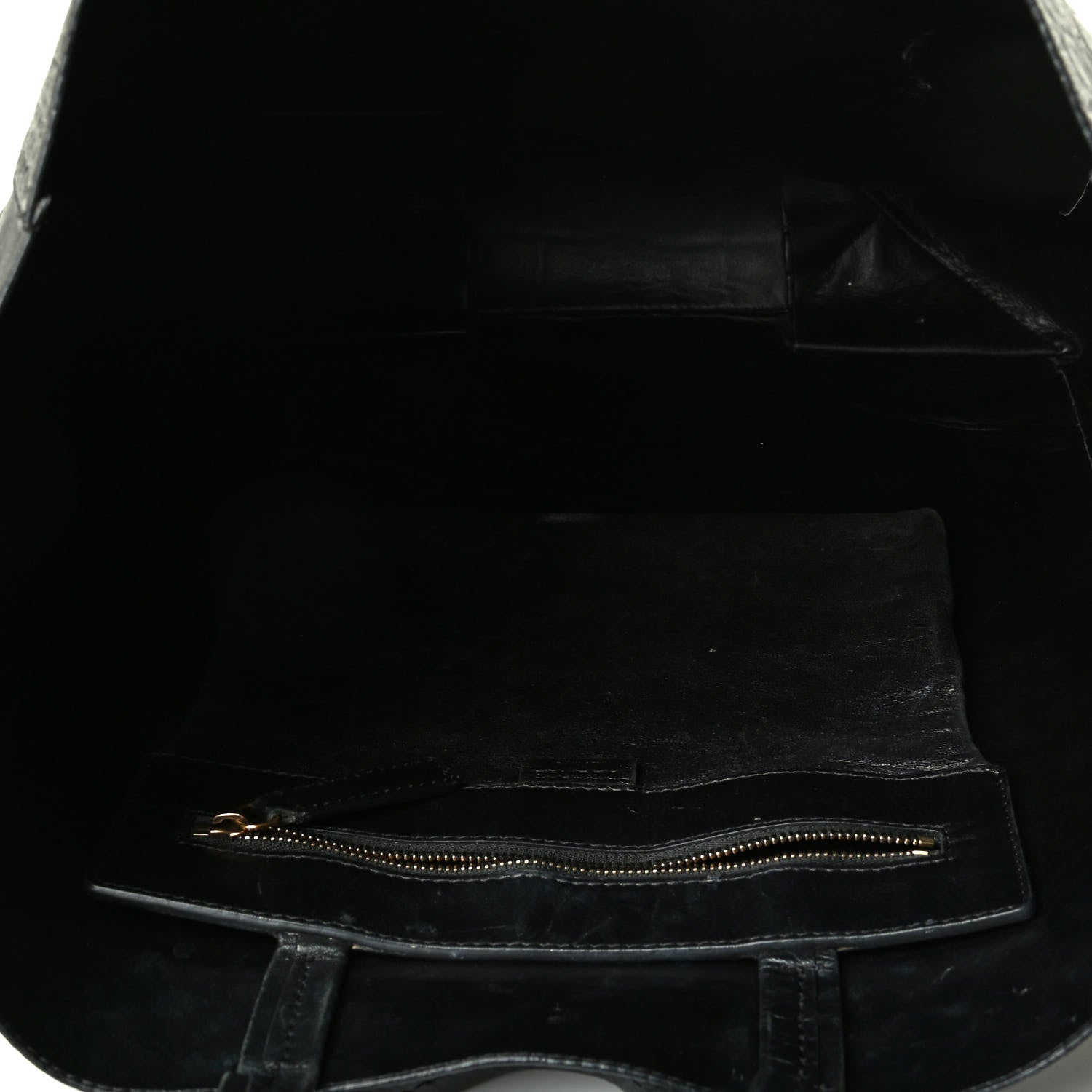 Celine Lambskin Crocodile Embossed Vertical Cabas Black 4 of 7