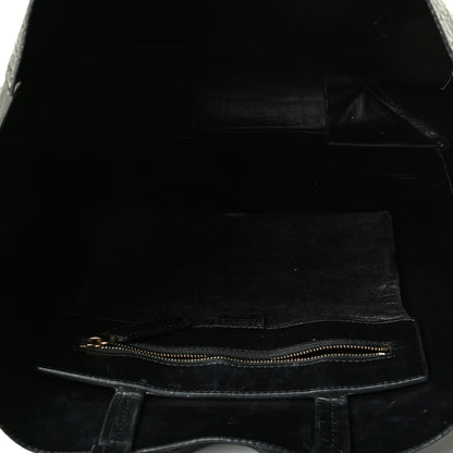 Celine Lambskin Crocodile Embossed Vertical Cabas Black 4 of 7