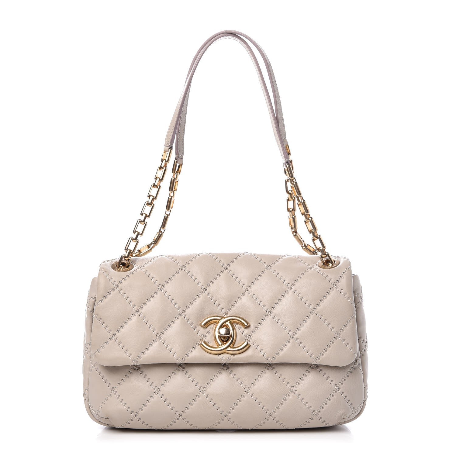 Chanel Calfskin Quilted Retro Chain Flap Beige 1 of 7