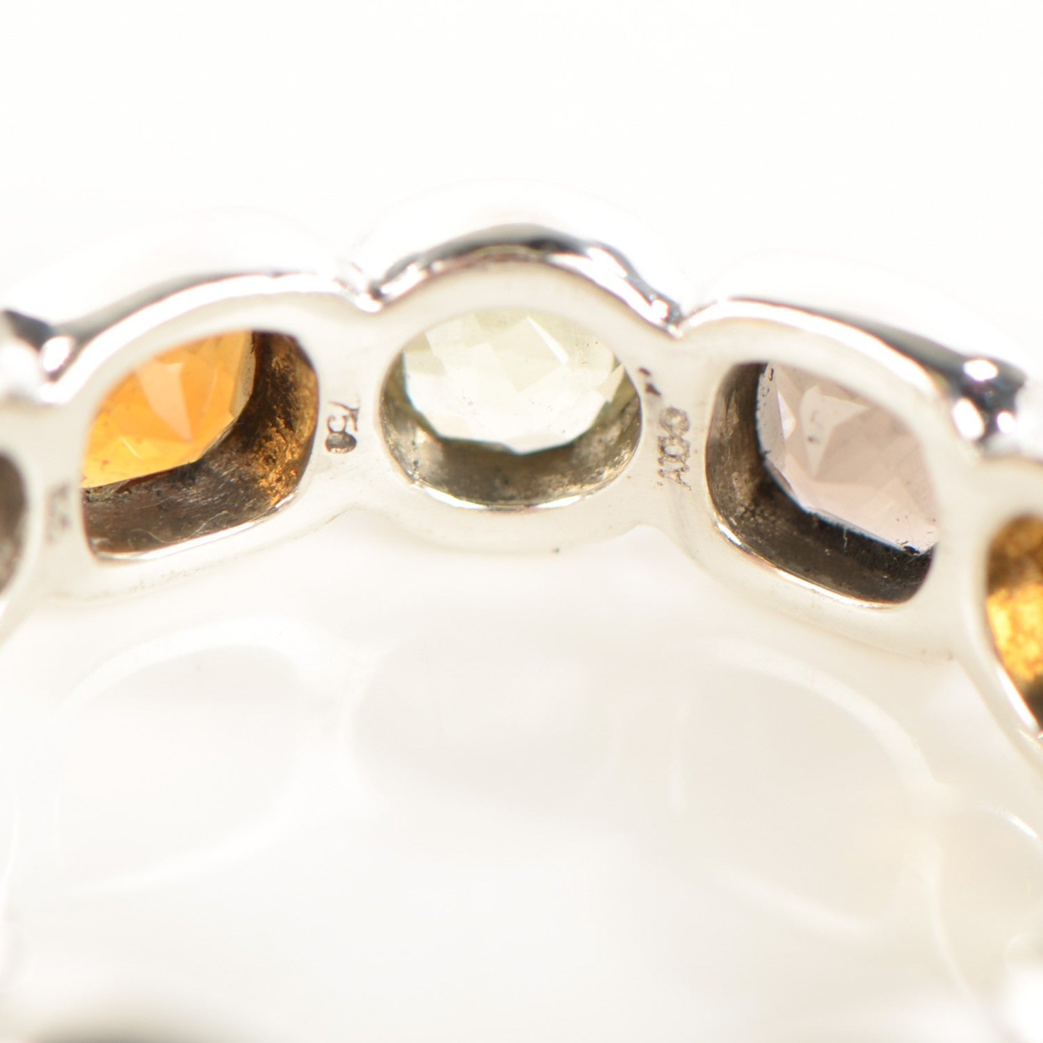 David Yurman Sterling Silver 18K Gold Prasiolite Citrine Smoky Quartz Eternity Ring 53 6.5 5 of 5
