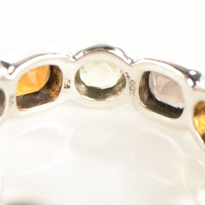 David Yurman Sterling Silver 18K Gold Prasiolite Citrine Smoky Quartz Eternity Ring 53 6.5 5 of 5