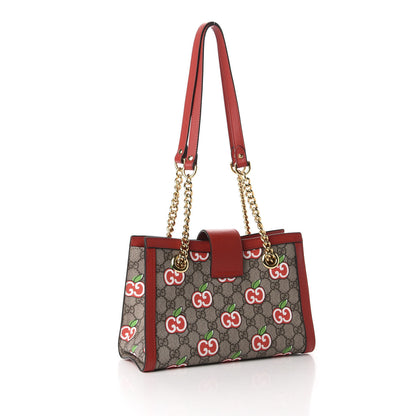 Gucci GG Supreme Monogram Apple Small Padlock Tote Beige Multicolor Lobster Red 3 of 11
