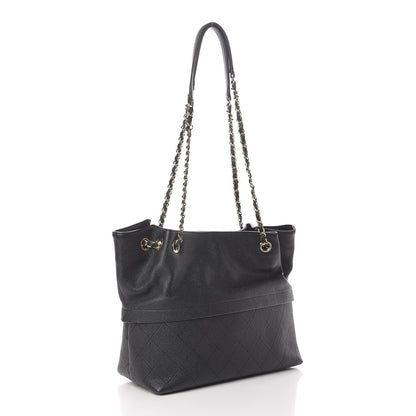 Chanel Crumpled Grained Calfskin Zip and Carry Shopping Tote Black 3 of 10