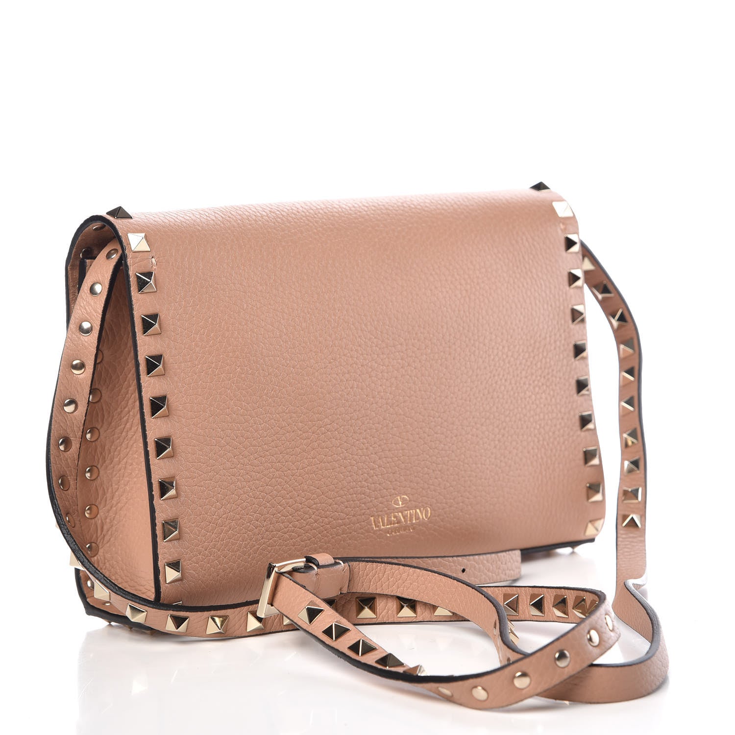Valentino Garavani Pebbled Calfskin Medium Rockstud Flip Lock Crossbody Bag Skin Sorbet 3 of 9