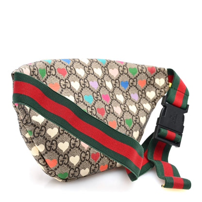 Gucci Soft GG Supreme Monogram Hearts Web Childrens Belt Bag Beige Ebony Multicolor Freesia 3 of 10