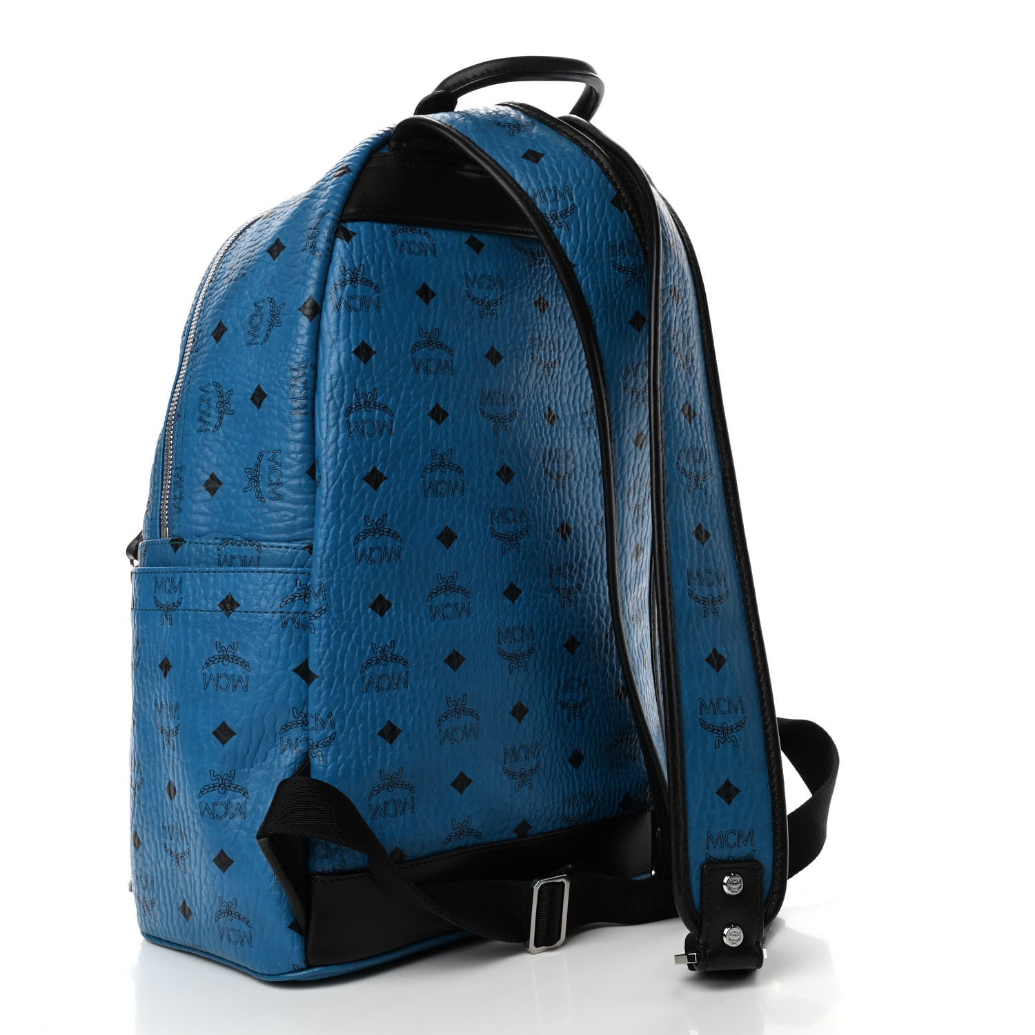 MCM Visetos Studded Medium Dual Stark Backpack Munich Blue 3 of 5
