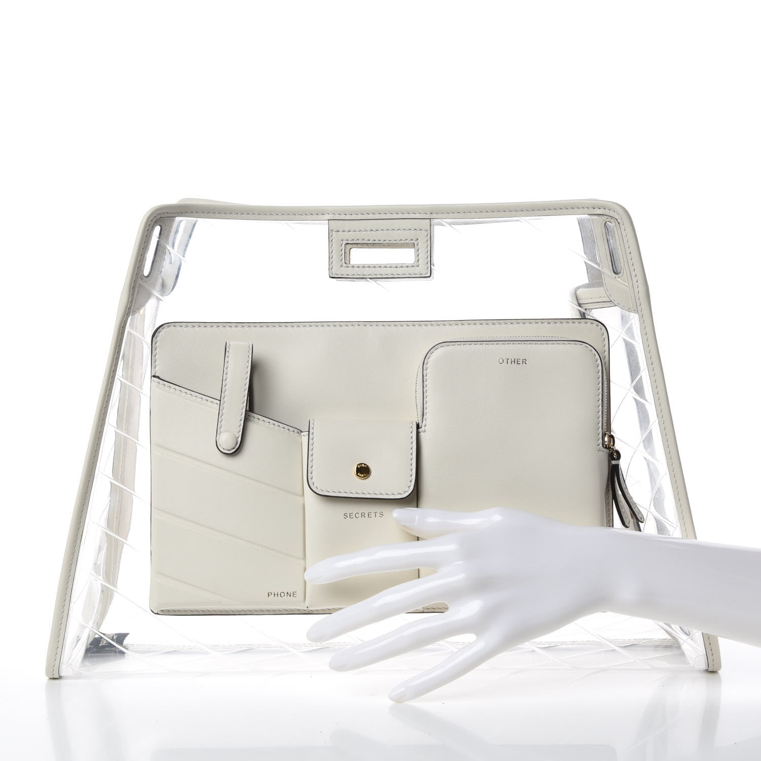 Fendi TPU Vitello Grace Pequin Pocket Medium Peekaboo Defender White 2 of 8