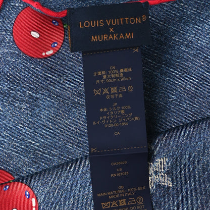 Louis Vuitton LV X TM Silk Monogram Cerises Square Scarf 90 Denim Blue 2 of 3