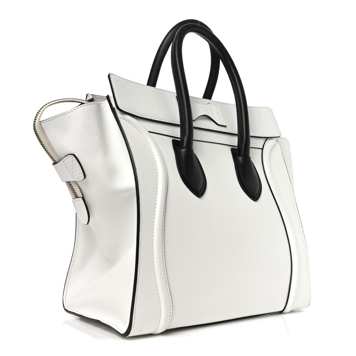 Satin Calfskin Mini Bi-Color Luggage White Black