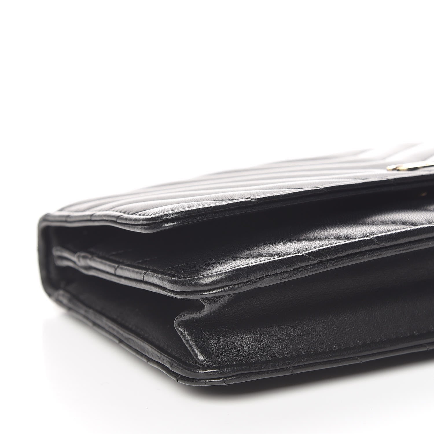 Chanel Lambskin Chevron Quilted Wallet On Chain WOC Black 6 of 13