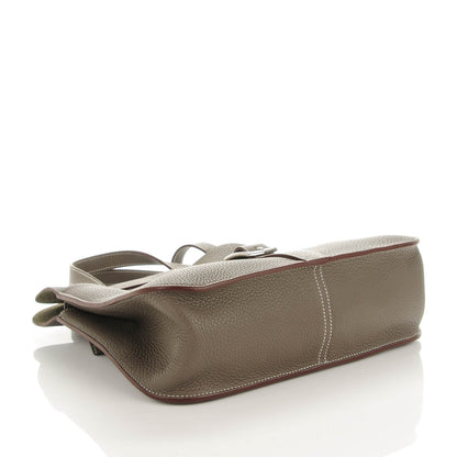 Hermes Taurillon Clemence Halzan 31 GM Etain 4 of 7