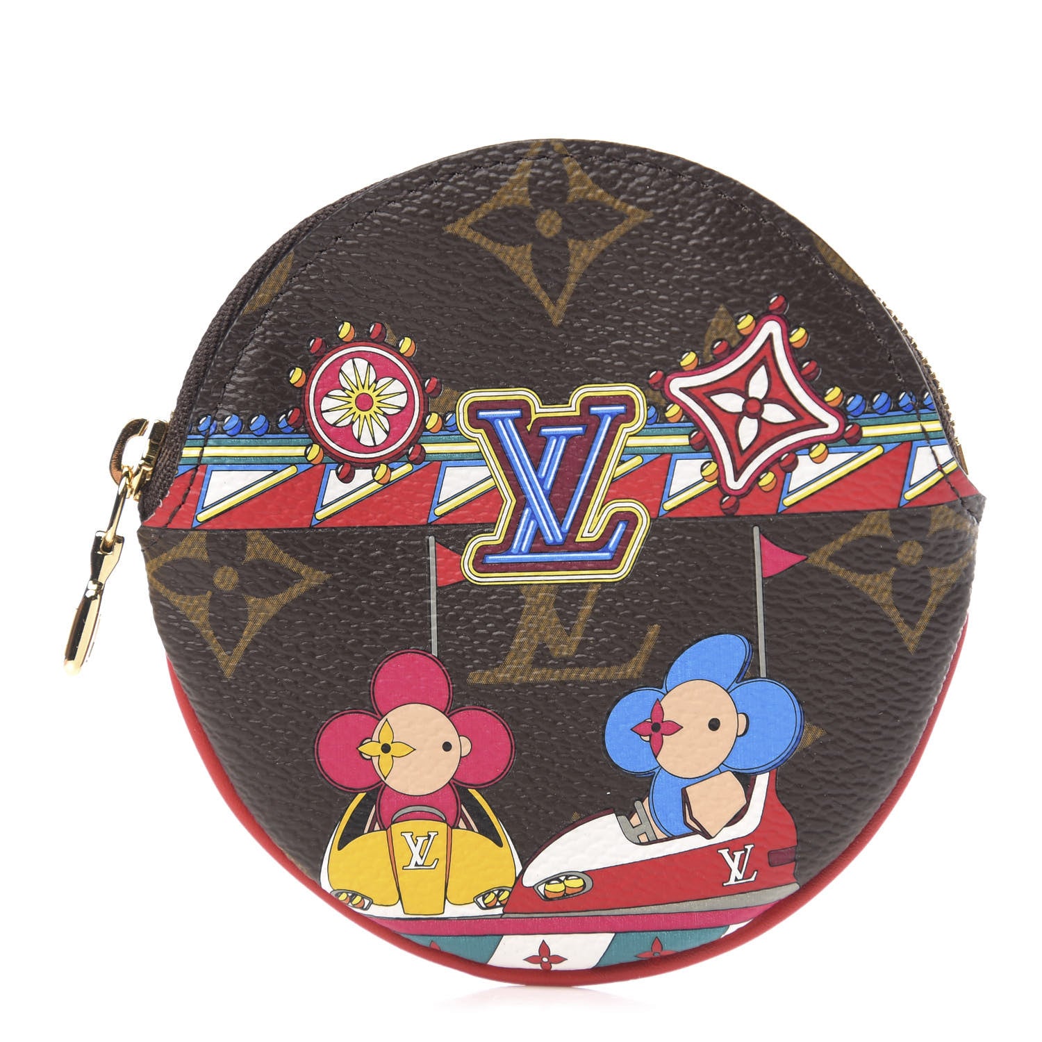 Louis Vuitton Monogram 2020 Christmas Animation Bumper Cars Round Coin Purse Coquelicot 1 of 7