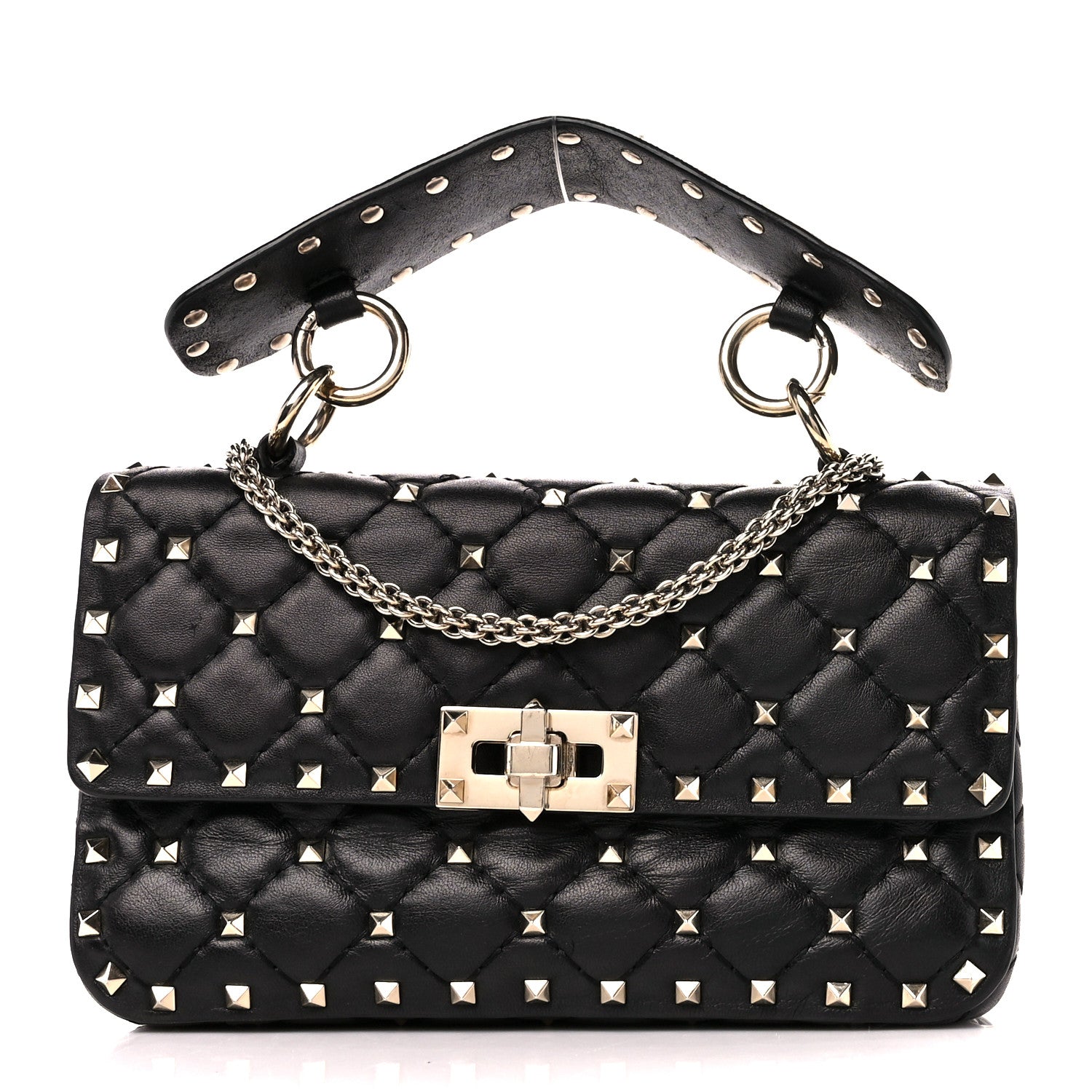 Valentino Garavani Lambskin Small Rockstud Spike Shoulder Bag Black 1 of 12