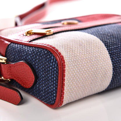 Gucci Canvas Sylvie Stripe Mini Ophidia Camera Bag Mystic White Hibiscus Red Maritime 8 of 9