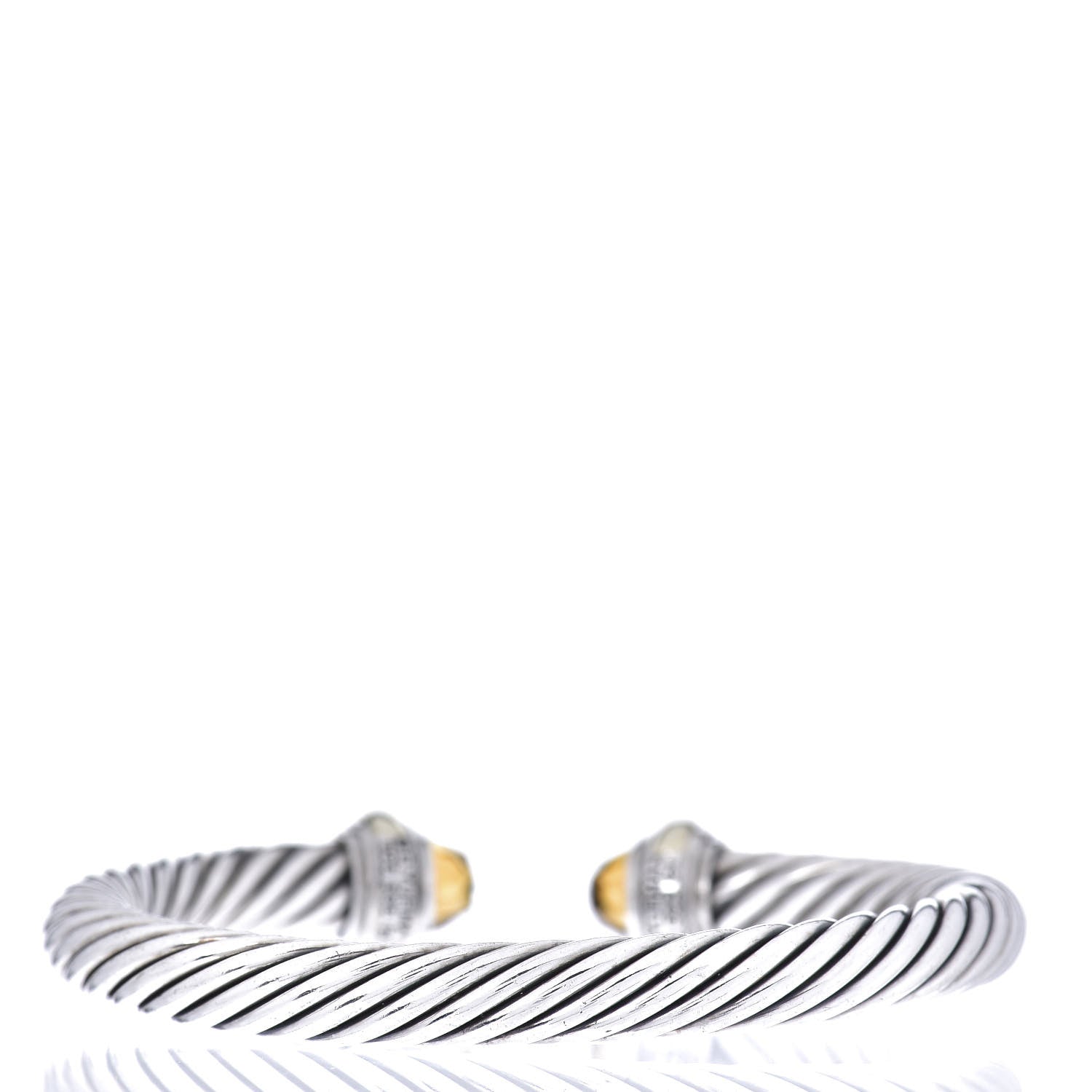 David Yurman Sterling Silver 14K Yellow Gold Citrine 7mm Cable Classics Bracelet 3 of 4